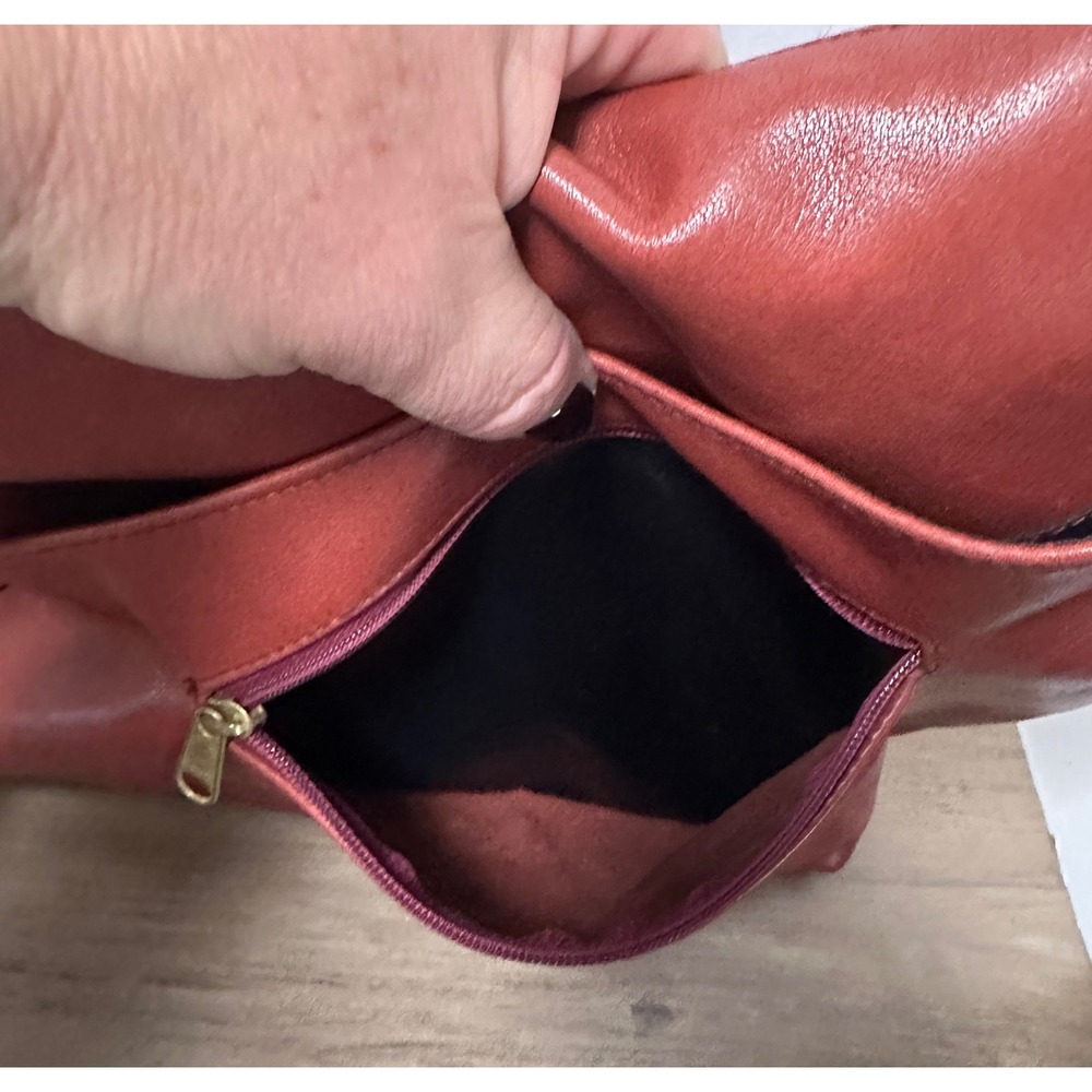WASTED‎ BELT SEATTLE Pink Leather Crossbody Bag Adjustable Strap Zipper Pockets - Picture 6 of 10